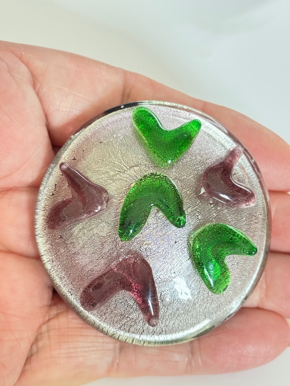 🔥$1 Clearance Large Amethyst Domed Handmade Lampwork Glass Round Pendant 51mm